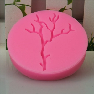 Pink silicone mold with branch-like branch texture for DIY fondant cake baking and soap