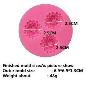 Pink pine cone flower liquid silicone mold for DIY cake decoration and chocolate making