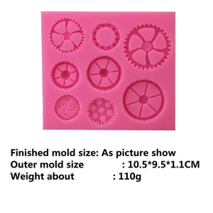 Moule en silicone rose avec 8 tailles d'engrenages pour la décoration de gâteaux DIY