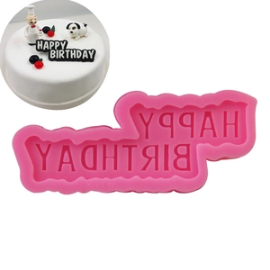 Happy Birthday Silicone Cake Mold Pink Letter Fondant Mold For Chocolate Cake Decoration DIY Baking Tools Birthday Party