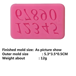 Pink silicone 0-9 number mold for DIY cake fondant and chocolate baking decoration