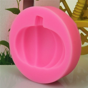 Pink pumpkin shaped silicone mold for DIY Halloween baking and fondant cake decoration