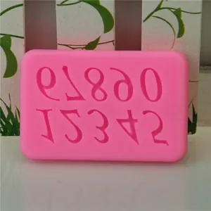 Pink silicone number mold for 0-9 chocolate fondant and DIY baking cake decoration
