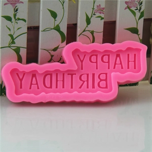 Pink Happy Birthday silicone mold for chocolate and fondant cake decoration