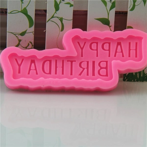 Pink Happy Birthday silicone mold for cake decorating and chocolate baking