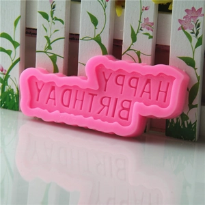 Pink silicone cake mold for Happy Birthday fondant decorations and chocolate letters