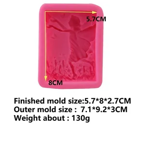 Pink silicone angel fairy mold for handmade soap and candle DIY crafts 7.1x9.2x3cm