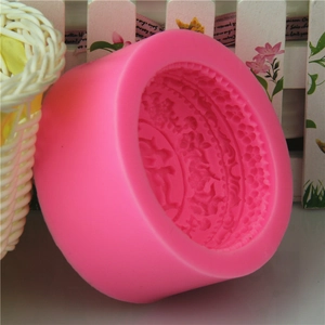 Moule en silicone rose pour savon et gâteaux avec motifs floraux chinois détaillés
