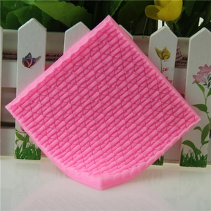 Pink silicone knitting texture mold for fondant and cupcake baking decorations