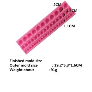Pink silicone mold with rose petal shapes in 3 sizes for fondant cake decoration