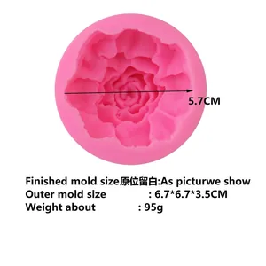 Pink carnation silicone flower mold for soaps and fondant, size 6.7x6.7x3.5cm
