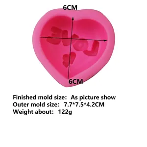 Pink heart silicone mold with LOVE lettering for DIY chocolate and handmade soap crafting