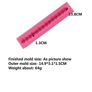 Pink silicone fondant mold for cake decorating with long chain shell texture, 14.9cm size