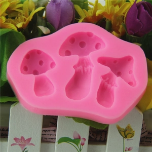 Moule à champignons en silicone rose pour la décoration de gâteaux au fondant en 3 formes