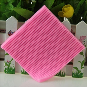 Pink square silicone mold with knitted texture for fondant and cake decorating