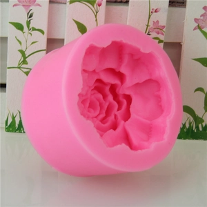3D carnation flower silicone mold in pink for handmade soap and fondant baking