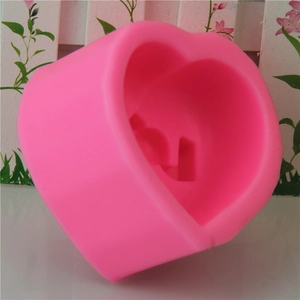 Pink heart-shaped silicone mold with LOVE embossing for DIY soap and chocolate making