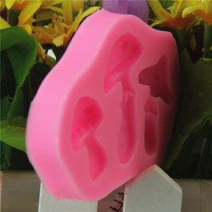 Moule en silicone rose avec trois champignons pour décoration de gâteaux DIY