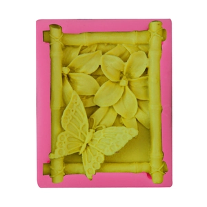 Butterfly Bamboo Fence Pattern Silicone Mold For Handmade Soap Candle Cake Chocolate DIY Craft Baking Tool Pink Mold