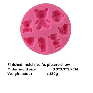 Pink bear silicone fondant mold for Christmas cake decoration and chocolate crafting