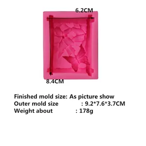 Pink butterfly and fence pattern silicone mold for handmade soap and resin crafts with dimensions