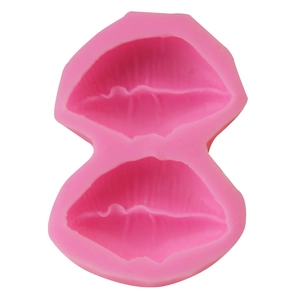 Pink silicone cake mold with 3D red lips design for fondant and DIY baking tools