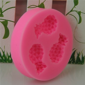 Moule en silicone rose 3 cavités ananas pour décorations de gâteaux et chocolats