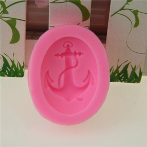 Detailed view of pink silicone mold featuring a precision anchor and nautical chain design