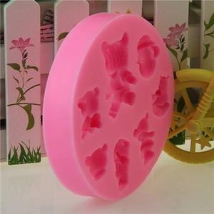 Pink silicone bear mold with 3D love teddy designs for chocolate and cake decor