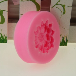 Pink daisy flower shaped silicone mold for fondant cake decorating and baking crafts