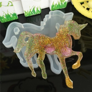 3D Einhorn Pegasus Silikonform Spiegel Poliert Harz Gießen Form Für DIY Schmuck Handwerk Kuchen Dekoration Schokoladen Topper