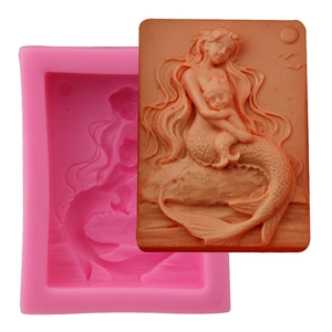 Mermaid Mother Baby Silicone Mold For DIY Soap Cake Decorating Fondant Chocolate Baking Tool 3D Embossed Sea Maiden Craft