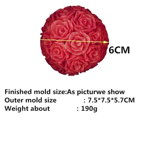 Silikonform für Rosenblütenkugeln, ideal für Torten und Seifen, Größe 7,5x7,5x5,7cm