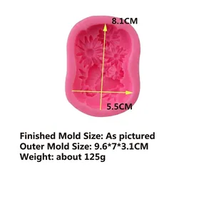 Moule en silicone rose en forme de marguerite pour savon et décoration de gâteaux