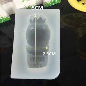 Translucent cactus silicone mold for resin art and clay crafts, size 5cm by 2.3cm