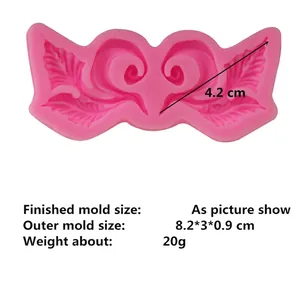 Pink silicone vine fondant mold for cake lace decoration with symmetrical leaf pattern