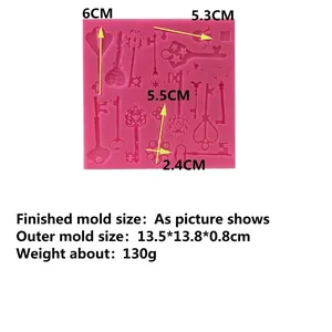 Steampunk style vintage key silicone fondant mold for cake borders and chocolate crafts
