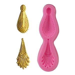 Pink silicone gemstone pendant mold for fondant chocolate and DIY cake decorating