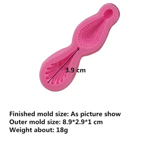 Pink silicone mold with feather pattern for DIY fondant baking and cake decorating