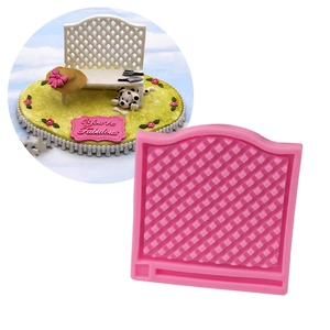 Pink silicone mold for DIY fondant cake lace and grid texture garden bench decor