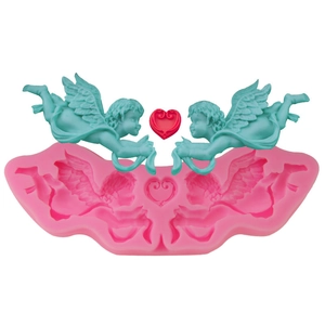 Cupid Angel Heart Silicone Fondant Mold For Cake Decoration DIY Baking Tool Chocolate Candy Sugar Relief Soap Mold