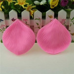 Pink leaf and petal silicone fondant mold with detailed textures for cake decorating