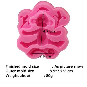Moule en silicone rose singe avec banane pour décoration de gâteaux et pâtisserie