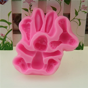 Pink silicone cartoon rabbit mold for fondant, chocolate and cake decoration baking