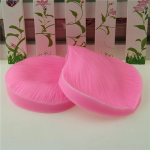 Pink silicone peony petal fondant molds with realistic vein texture for cake baking