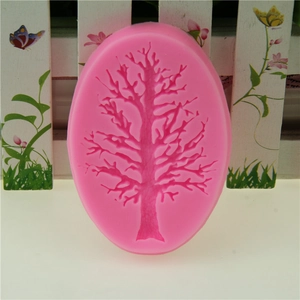 Pink silicone tree branch mold for chocolate, fondant cake decoration and DIY crafts