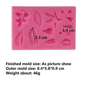 Moule en silicone rose feuilles pour fondant et chocolat, 8,4x5,8x0,9cm décoration gâteau