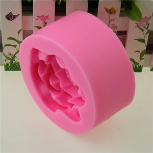 Pink 3D lotus flower silicone mold for handmade soap, candles, and cake decorating