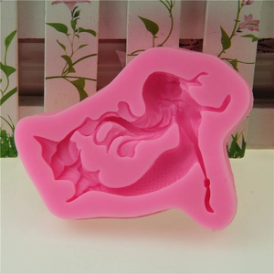 Pink mermaid tail silicone fondant mold for cake decorating and DIY handmade soap crafts