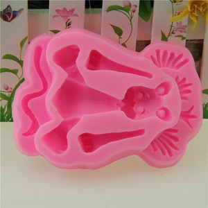 Pink cartoon hippo silicone mold for chocolate and fondant cake decorating tool